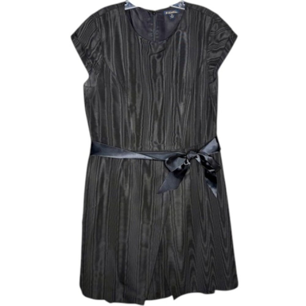 Brooks Brothers Side Tie Pleat Front Cap Sleeve Party Dress - Black - 14
